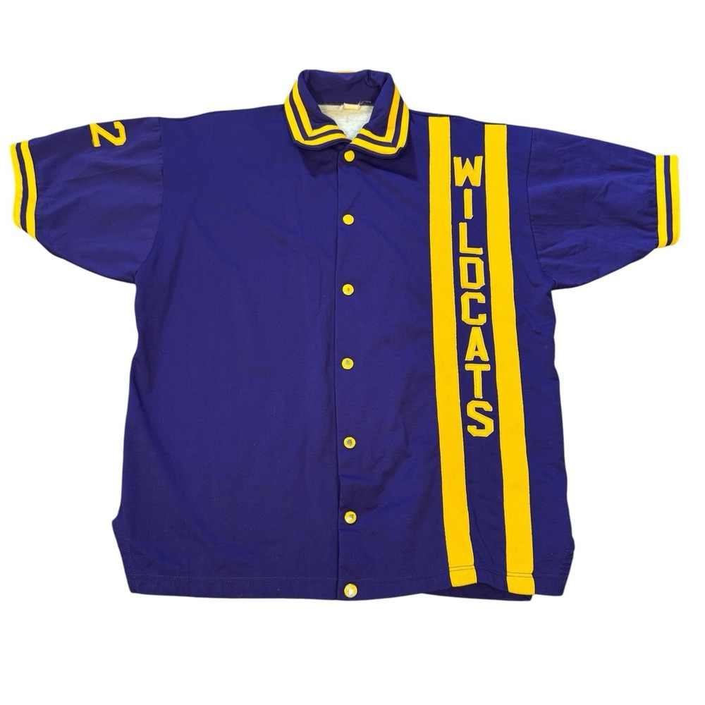 WILDCATS VINTAGE BASKETBALL SOFTBALL  #12‎  Warmup Jacket Large PURPLE GOLD
